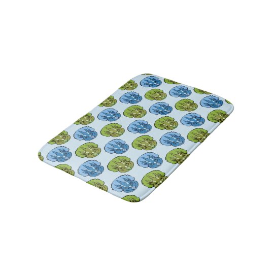 Triceratops Blue and Green Cute Dinosaur Pattern Bath Mat