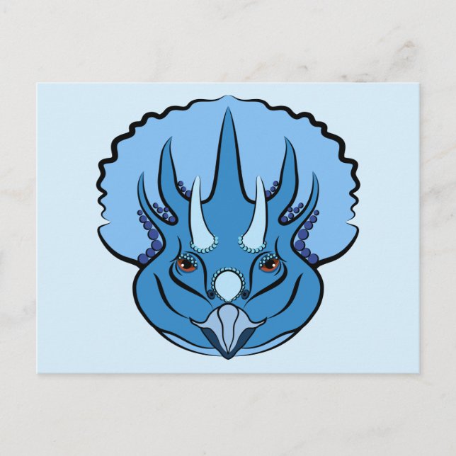 Triceratops Blue Cute Dinosaur Postcard (Front)