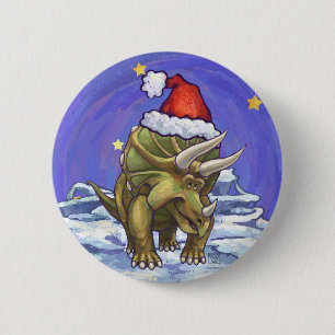 Triceratops Christmas 6 Cm Round Badge