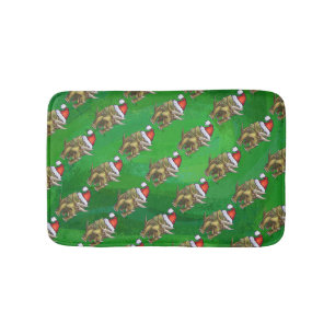 Triceratops Christmas Green Bath Mat