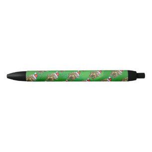Triceratops Christmas Green Black Ink Pen