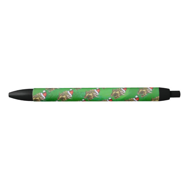 Triceratops Christmas Green Black Ink Pen (Front)