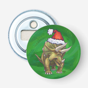 Triceratops Christmas Green Bottle Opener