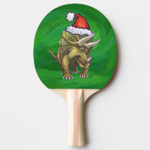 Triceratops Christmas Green Ping Pong Paddle