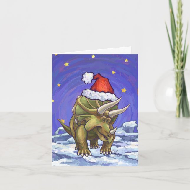 Triceratops Christmas Holiday Card (Front)