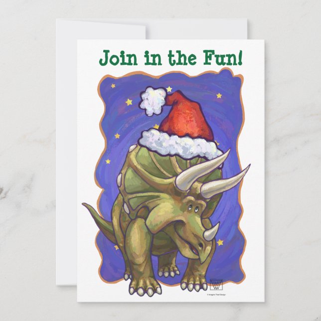 Triceratops Christmas Invitation (Front)