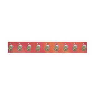 Triceratops Christmas On Red Wraparound Address Label