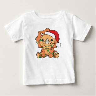 Triceratops Christmas Winter Animals Holiday Dinos Baby T-Shirt