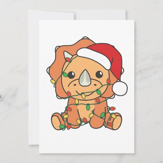 Triceratops Christmas Winter Animals Holiday Dinos Card (Front)