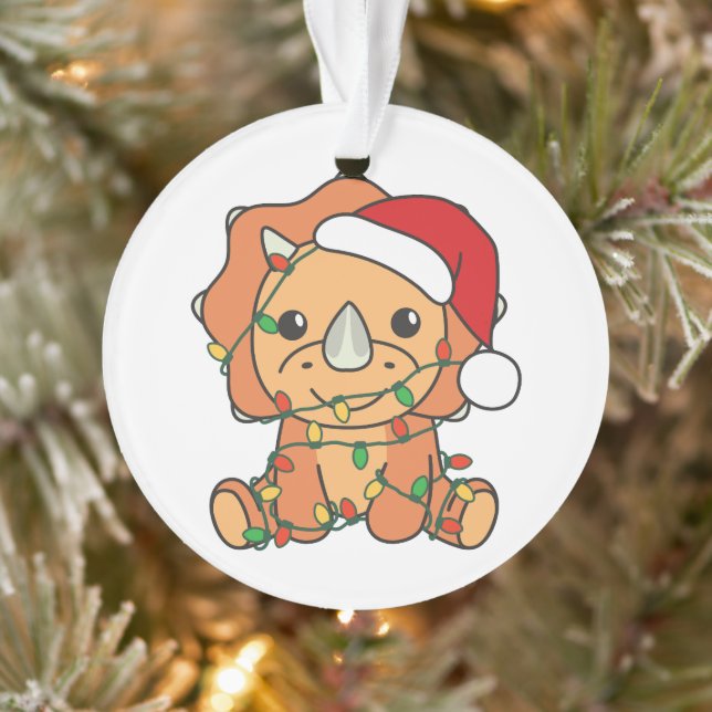 Triceratops Christmas Winter Animals Holiday Dinos Ornament (Tree)