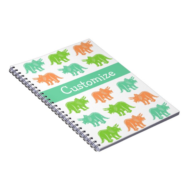 Triceratops Colourful Print Customisable Notebook (Right Side)
