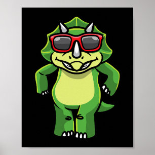 Triceratops Dancing Dinosaur With Sunglasses Dino  Poster