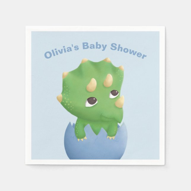 Triceratops Dinosaur Baby Shower Party Supplies Napkin (Front)