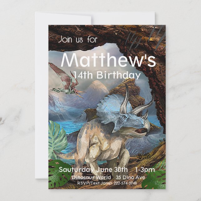 Triceratops, Dinosaur Birthday,  Invitation (Front)