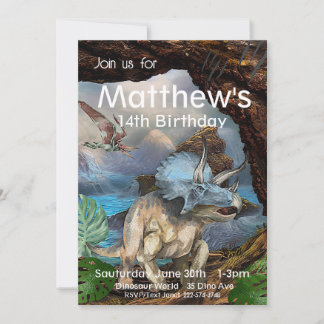 Triceratops, Dinosaur Birthday,  Invitation