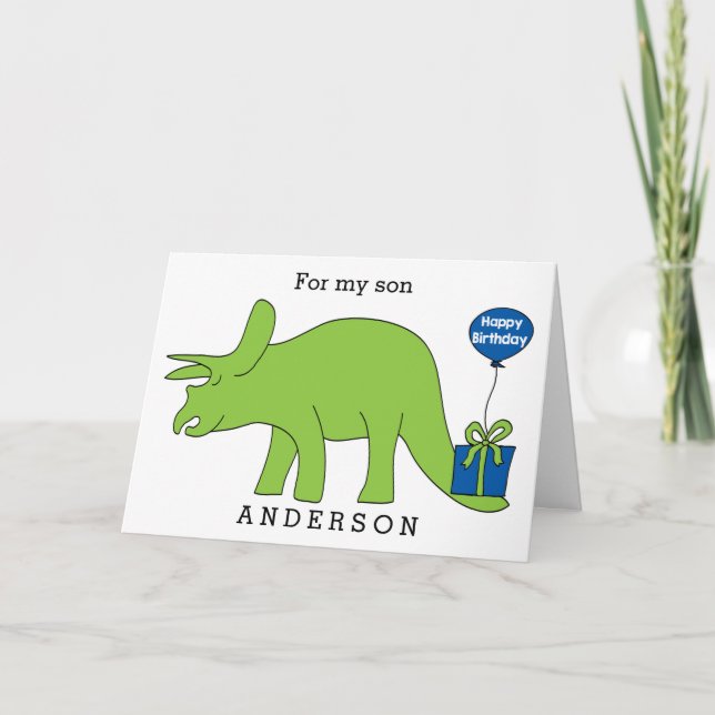 Triceratops Dinosaur Birthday Son Card (Front)