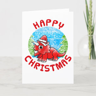 Triceratops Dinosaur Christmas Card Funny