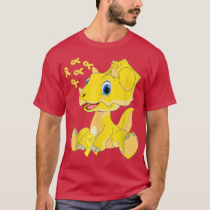 Triceratops Dinosaur Costume Childhood Cancer Awar T-Shirt
