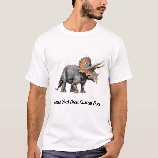 Triceratops Dinosaur Create Your Own Custom Text  T-Shirt (Front)