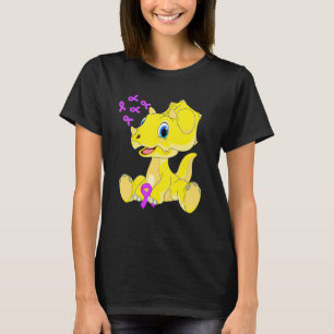 Triceratops Dinosaur Dino Ribbon World Alzheimer's T-Shirt