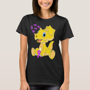 Triceratops Dinosaur Dino Ribbon World Alzheimer's T-Shirt