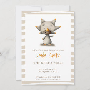 Triceratops Dinosaur Neutral Baby Shower Party Invitation