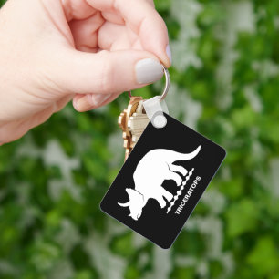 Triceratops Dinosaur Silhouette Keychain