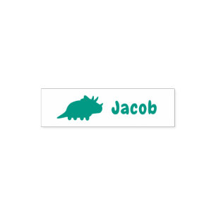 Triceratops Dinosaur Silhouette Kids Personalised Self-inking Stamp