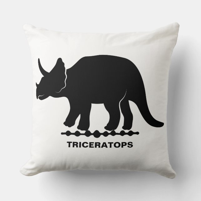 Triceratops Dinosaur Silhouette Throw Pillow (Front)