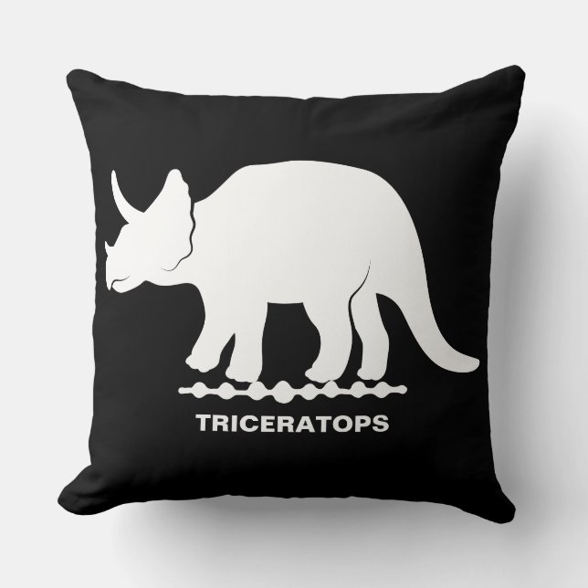 Triceratops Dinosaur Silhouette Throw Pillow (Front)