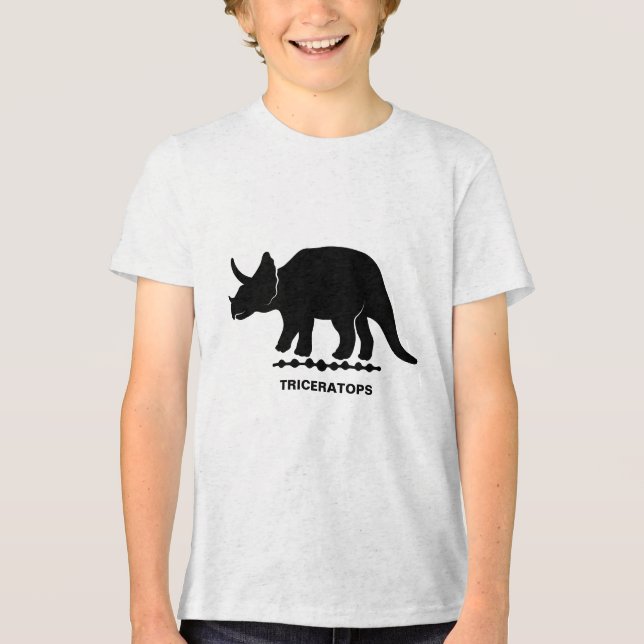 Triceratops Dinosaur Silhouette Tri-Blend Shirt (Front)