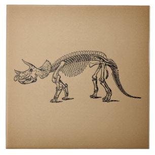Triceratops Dinosaur Skeleton Prehistoric Art Tile