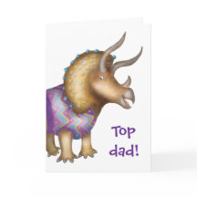 Triceratops dinosaur 'Top Dad' Father's Day card