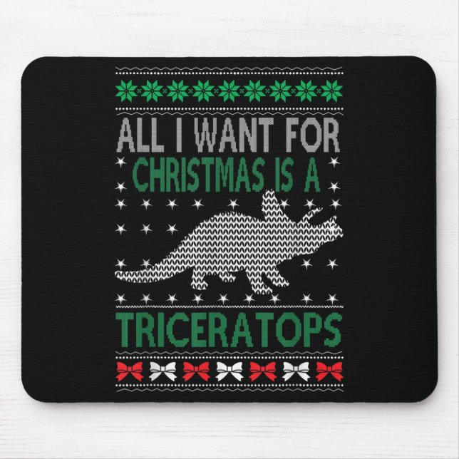 Triceratops Dinosaur Ugly Christmas Design Style F Mouse Mat (Front)