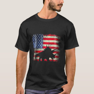 Triceratops Dinosaur USA American Flag 4th of July T-Shirt