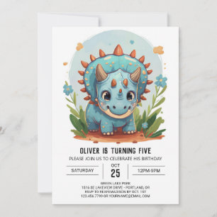 Triceratops Editable Dinosaur Boy Birthday Invitation