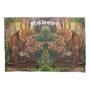 Triceratops Forest Customise your own Name Pillowcase