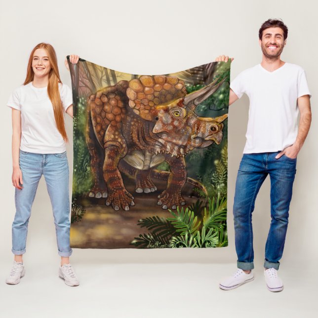 Triceratops Forest Fleece Blanket (In Situ)