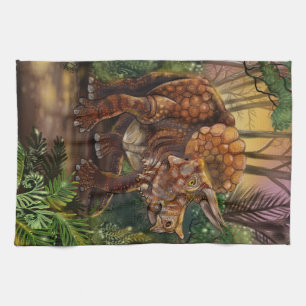 Triceratops Forest Tea Towel