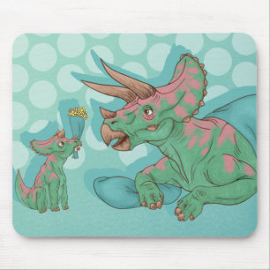 Triceratops Giving Flowers Mouse Mat