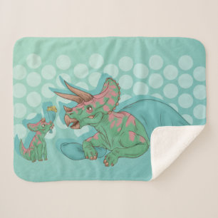 Triceratops Giving Flowers Sherpa Blanket