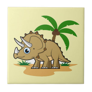 Triceratops In A Tropical Climate. Tile
