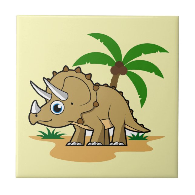 Triceratops In A Tropical Climate. Tile (Front)