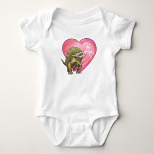 Triceratops In Love Valentine's Day Baby Bodysuit