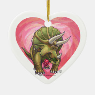 Triceratops In Love Valentine's Day Ceramic Tree Decoration
