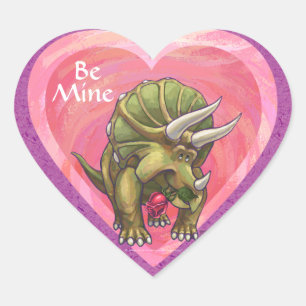 Triceratops In Love Valentine's Day Heart Sticker