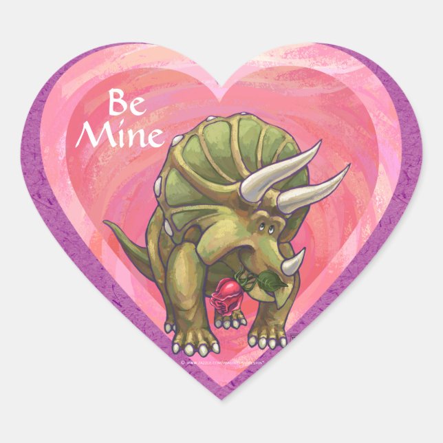 Triceratops In Love Valentine's Day Heart Sticker (Front)
