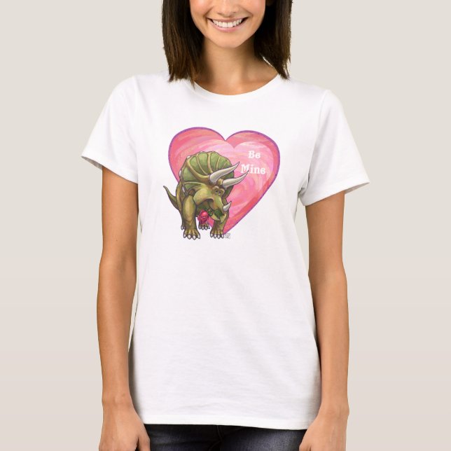 Triceratops In Love Valentine's Day T-Shirt (Front)