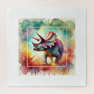 Triceratops in Watercolor 160724AREF247 - Watercol Jigsaw Puzzle