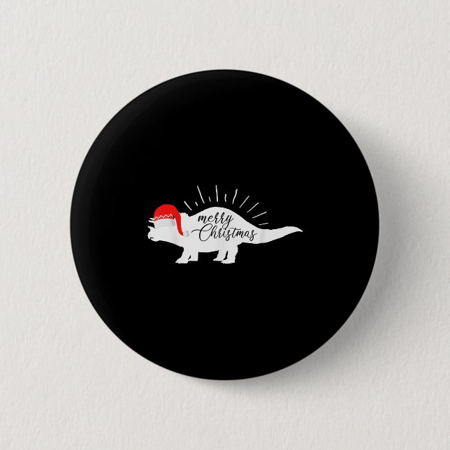 Triceratops Merry Christmas Funny Dinosaur  6 Cm Round Badge (Front)